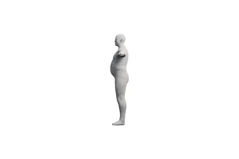 3D Fat Man standing Right Side View Matte Black White Stock Illustration