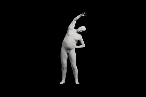 3D Fat Man stretching Front View Matte Black Black Stock Illustration