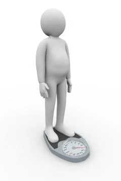 3d fat man on weighing machine Stock Illustration