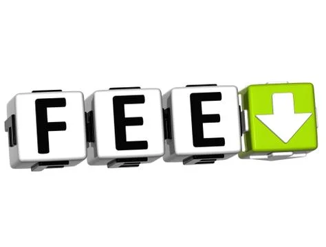 3d fee button click here block text Stock Illustration