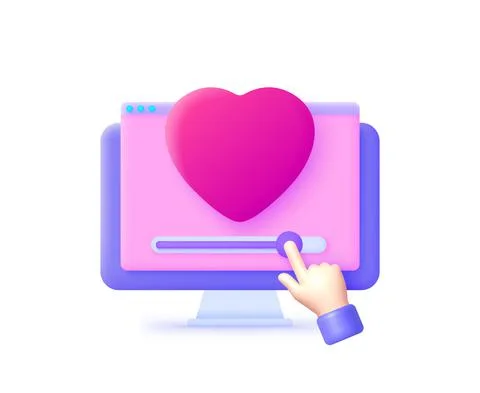 3D feedback heart. Red feedback heart. Vector template. Social media. 3d red Stock Illustration