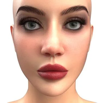 3D Female Face with Neutral Expression and Makeup 스톡 일러스트