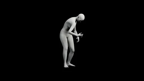3D Female Figure Reaching Turntable Matte Black Black Stock Footage 331433675
