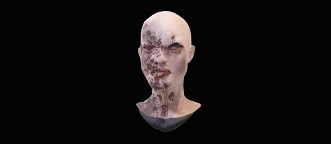 3D Female Zombie Head on Turntable - Animated 4K Video Stock Footage