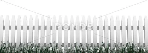 3d: fence with grass and white background Stock Illustration