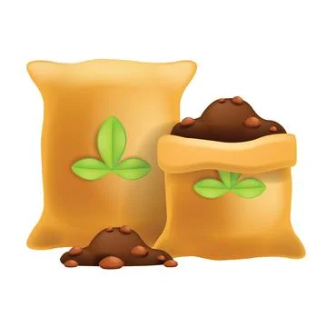 3D fertilizer bag icon, vector flower soil, garden dirt illustration Stock Illustration