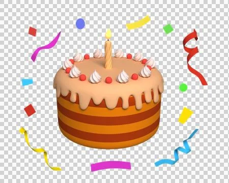 3d festive cake with confetti around. 3d rendering Stock Illustration