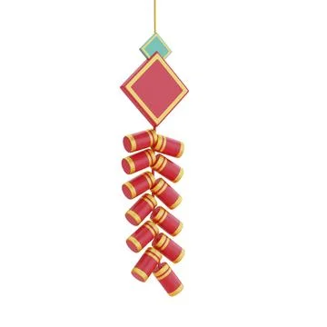 3D festive firecracker isolated, decoration for Chinese new year, Chinese F.. Stock Illustration