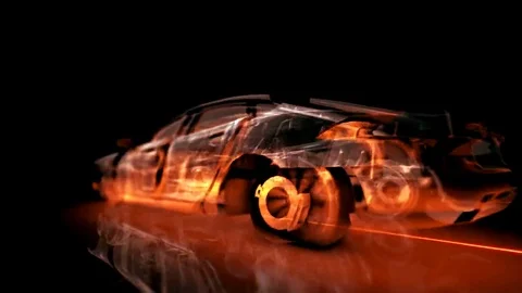 3d fiery appearance of the machine Stock Footage 69085484