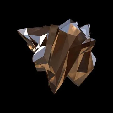 3D figure. 3D render of abstract shapes, Abstract Bronze figures. golden figure Stock Illustration