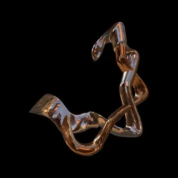 3D figure. 3D render of abstract shapes, Abstract Bronze figures. golden figure Stock Illustration