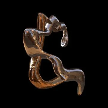 3D figure. 3D render of abstract shapes, Abstract Bronze figures. golden figure Stock Illustration