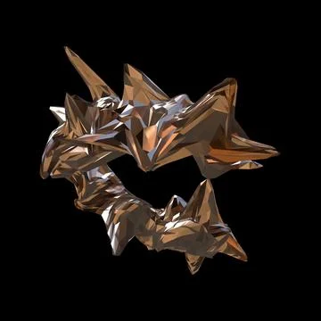 3D figure. 3D render of abstract shapes, Abstract Bronze figures. golden figure Stock Illustration