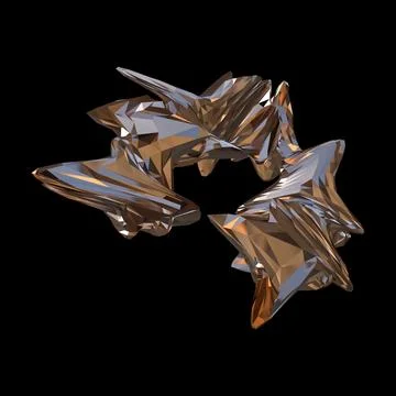 3D figure. 3D render of abstract shapes, Abstract Bronze figures. golden figure Stock Illustration