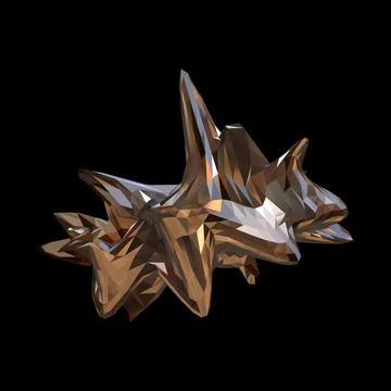 3D figure. 3D render of abstract shapes, Abstract Bronze figures. golden figure Stock Illustration