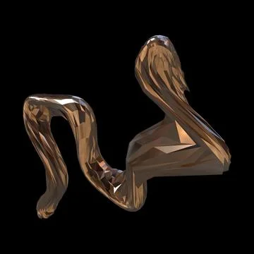 3D figure. 3D render of abstract shapes, Abstract Bronze figures. golden figure Stock Illustration