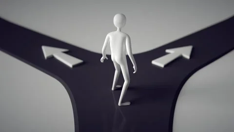 3D Figure at Crossroads Navigating Choices and Decisions with Arrows and Pa.. Vídeos de archivo 314069485