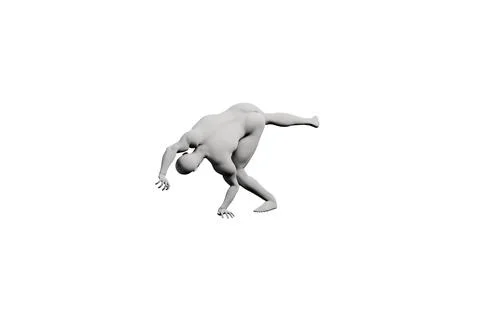3D figure model crawling right front three-quarter view black 库存插图