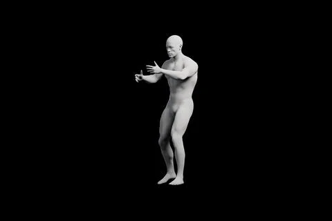 3D figure model gesturing confidently in black studio Illustration