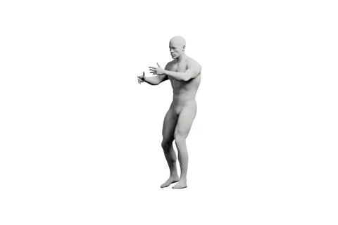 3D figure model gesturing confidently in black studio Illustration