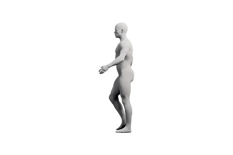 3D figure model standing side view matte black Stock Illustration