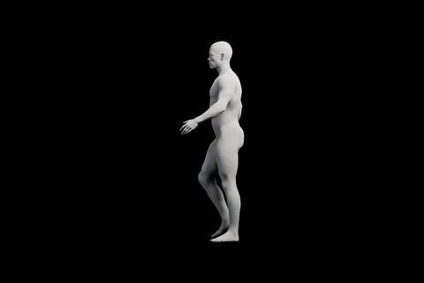 3D figure model standing side view matte black Stock Illustration