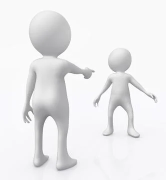 3D figure points with the finger at another 3D figure Stock Illustration