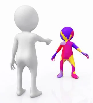 3D figure points with the finger at another 3D figure Stock Illustration