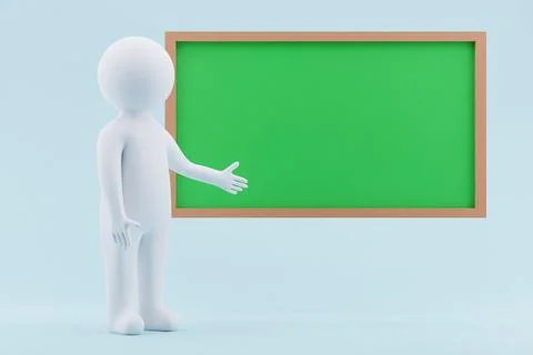 3D Figure Presenting Green Screen Board Stock Illustration