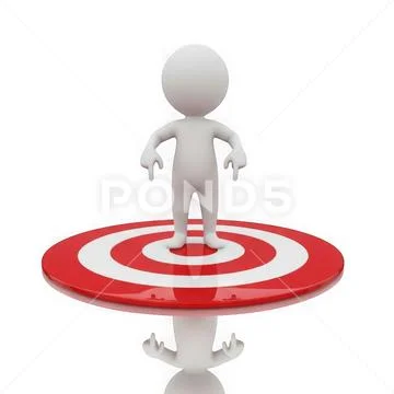 3d figure standing on target symbolizing focus and achievement isolated on .. PSD Template