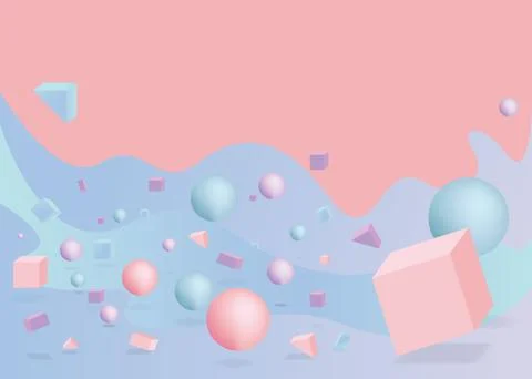 3d figures realistic vector primitives composition Stock Illustration