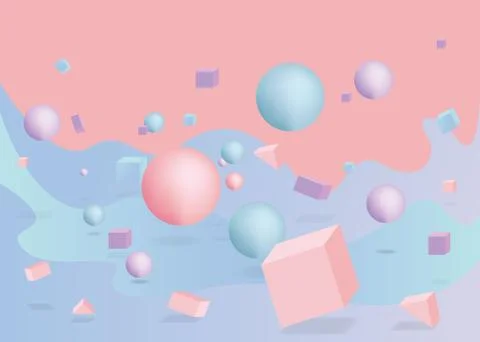 3d figures realistic vector primitives composition Stock Illustration