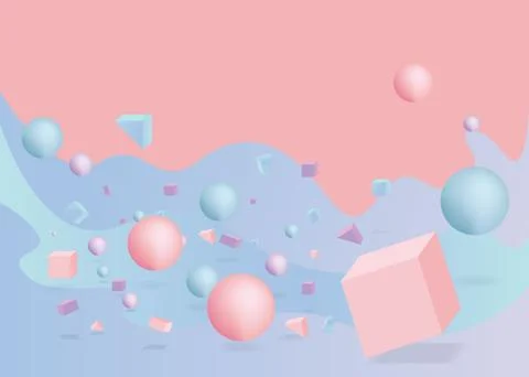 3d figures realistic vector primitives composition Stock Illustration