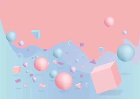 3d figures realistic vector primitives composition Stock Illustration