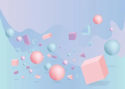 3d figures realistic vector primitives composition Stock Illustration