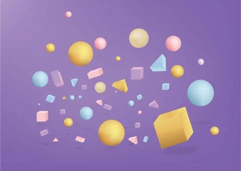 3d figures realistic vector primitives composition Stock Illustration