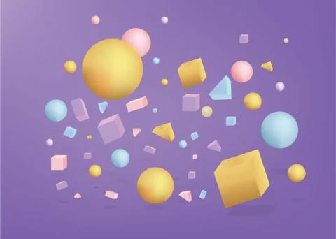 3d figures realistic vector primitives composition Stock Illustration