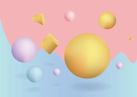 3d figures realistic vector primitives composition Stock Illustration