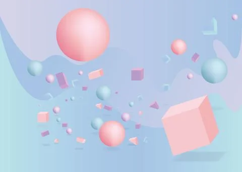 3d figures realistic vector primitives composition Stock Illustration