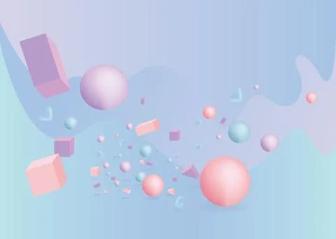 3d figures realistic vector primitives composition Stock Illustration