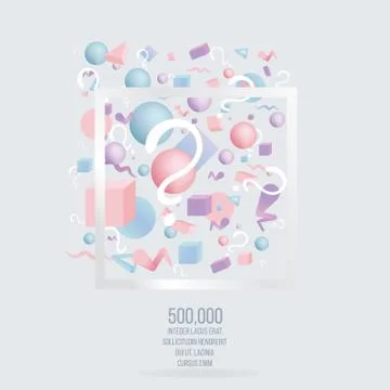 3d figures realistic vector primitives composition with question signs Stock Illustration