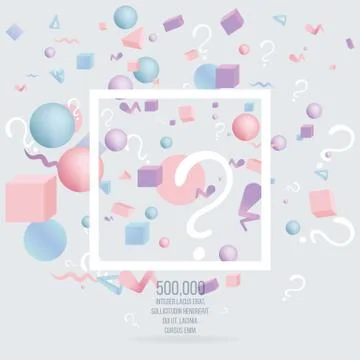 3d figures realistic vector primitives composition with question signs Stock Illustration