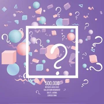 3d figures realistic vector primitives composition with question signs Stock Illustration