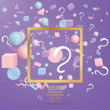 3d figures realistic vector primitives composition with question signs Stock Illustration