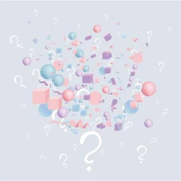 3d figures realistic vector primitives composition with question signs 库存插图