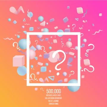 3d figures realistic vector primitives composition with question signs Stock Illustration