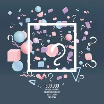 3d figures realistic vector primitives composition with question signs Stock Illustration