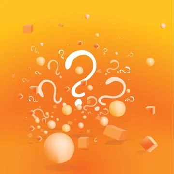 3d figures realistic vector primitives composition with question signs Stock Illustration