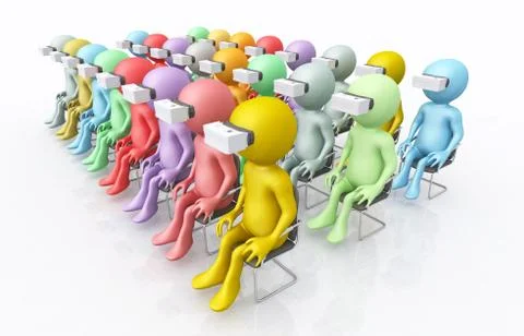3D figures with virtual reality glasses Stock Illustration
