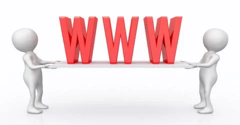 3D figures with world wide web symbol on a board Illustrazione stock
